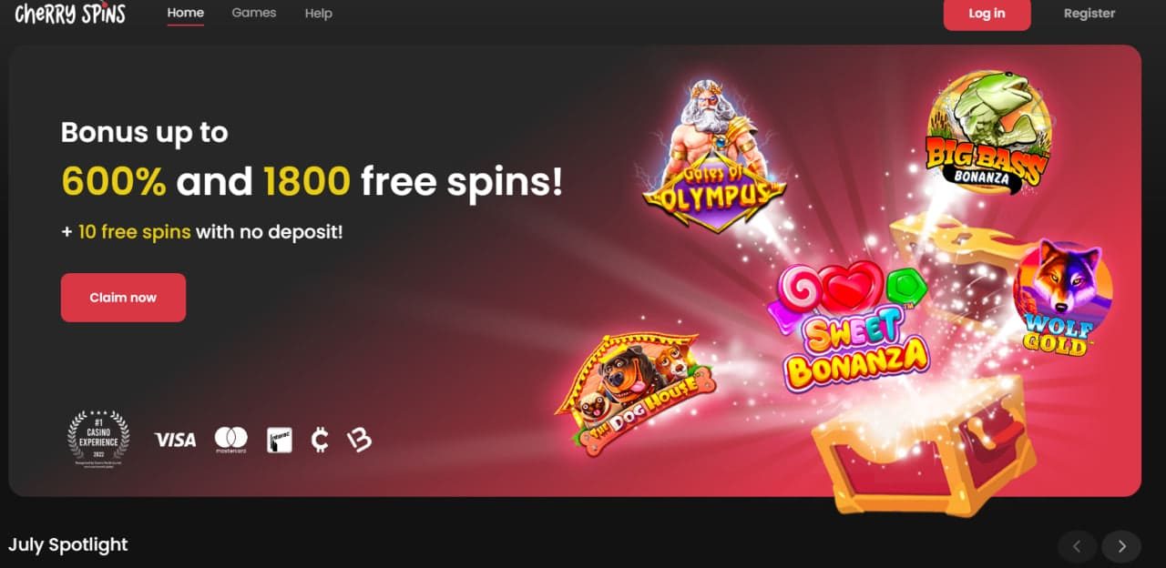 Cherry Spins Casino : 100% to C$500 matches